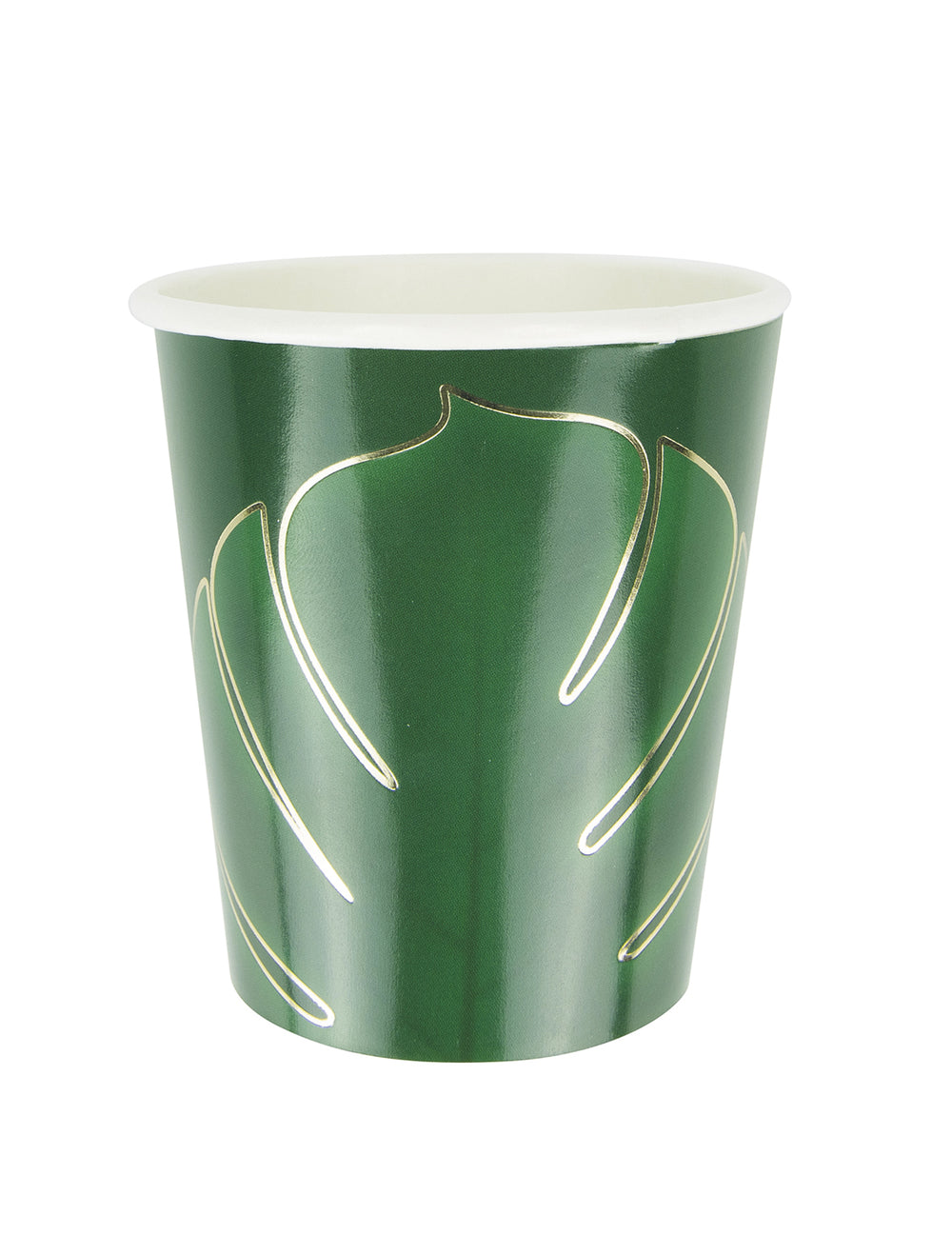Gobelets tropical pour fête vert avec motif feuille doré