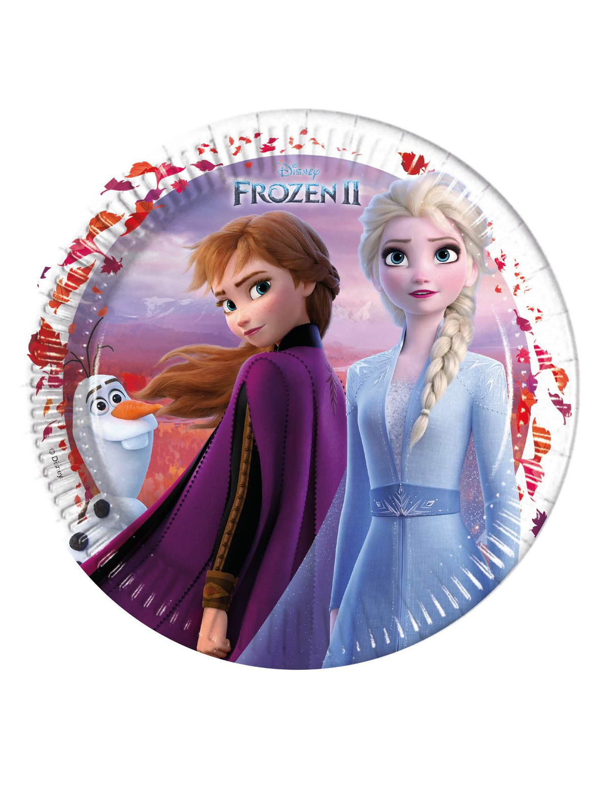 pratos de cartão Frozen 2 para criança com Elsa, Anna e Olaf