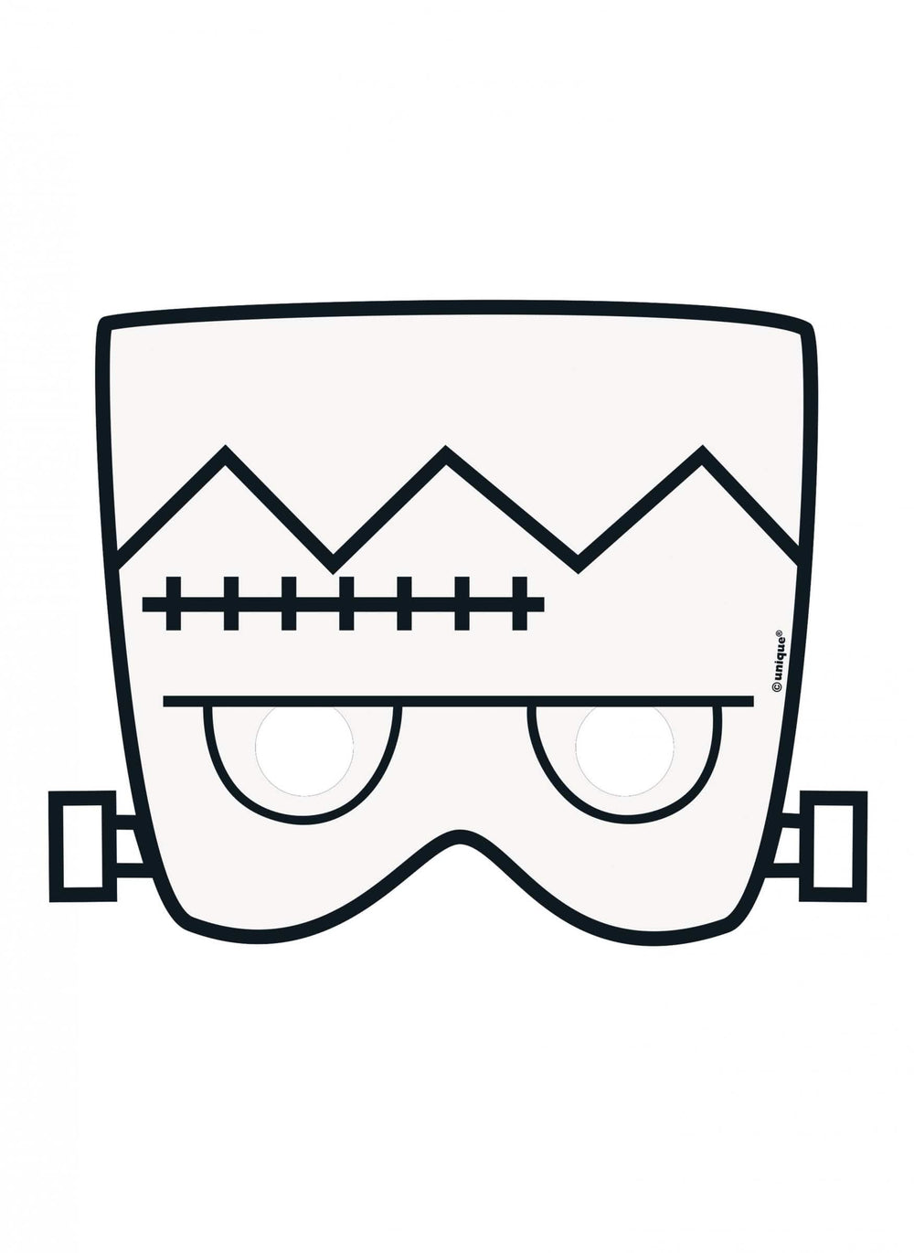 Máscara de papel para colorir halloween Frankenstein para criança branco