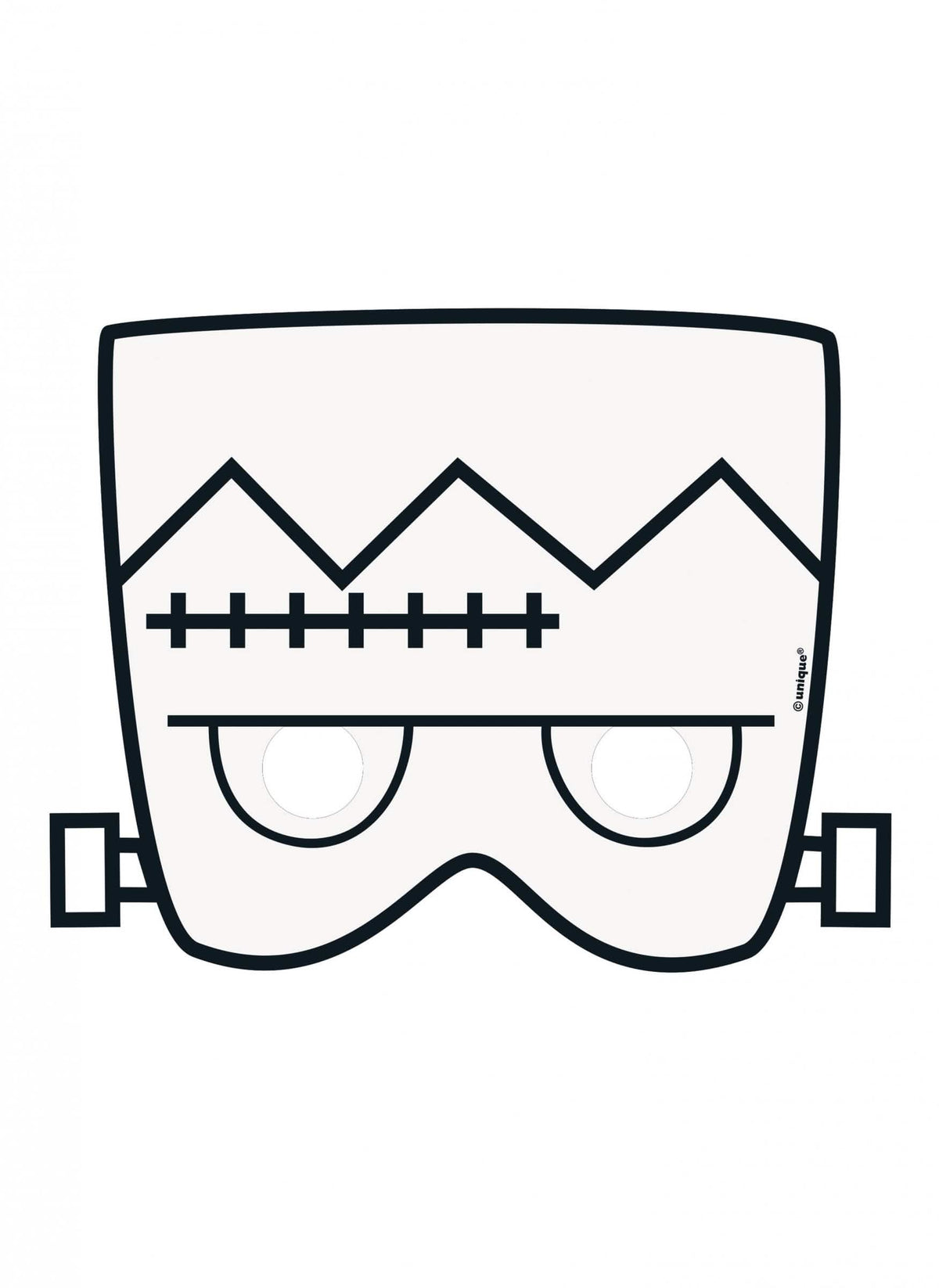 Máscara de papel para colorir halloween Frankenstein para criança branco
