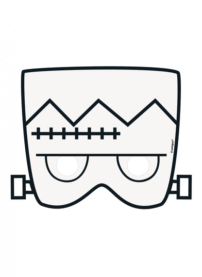 Masque en papier à colorier Halloween Frankenstein pour enfant blanc
