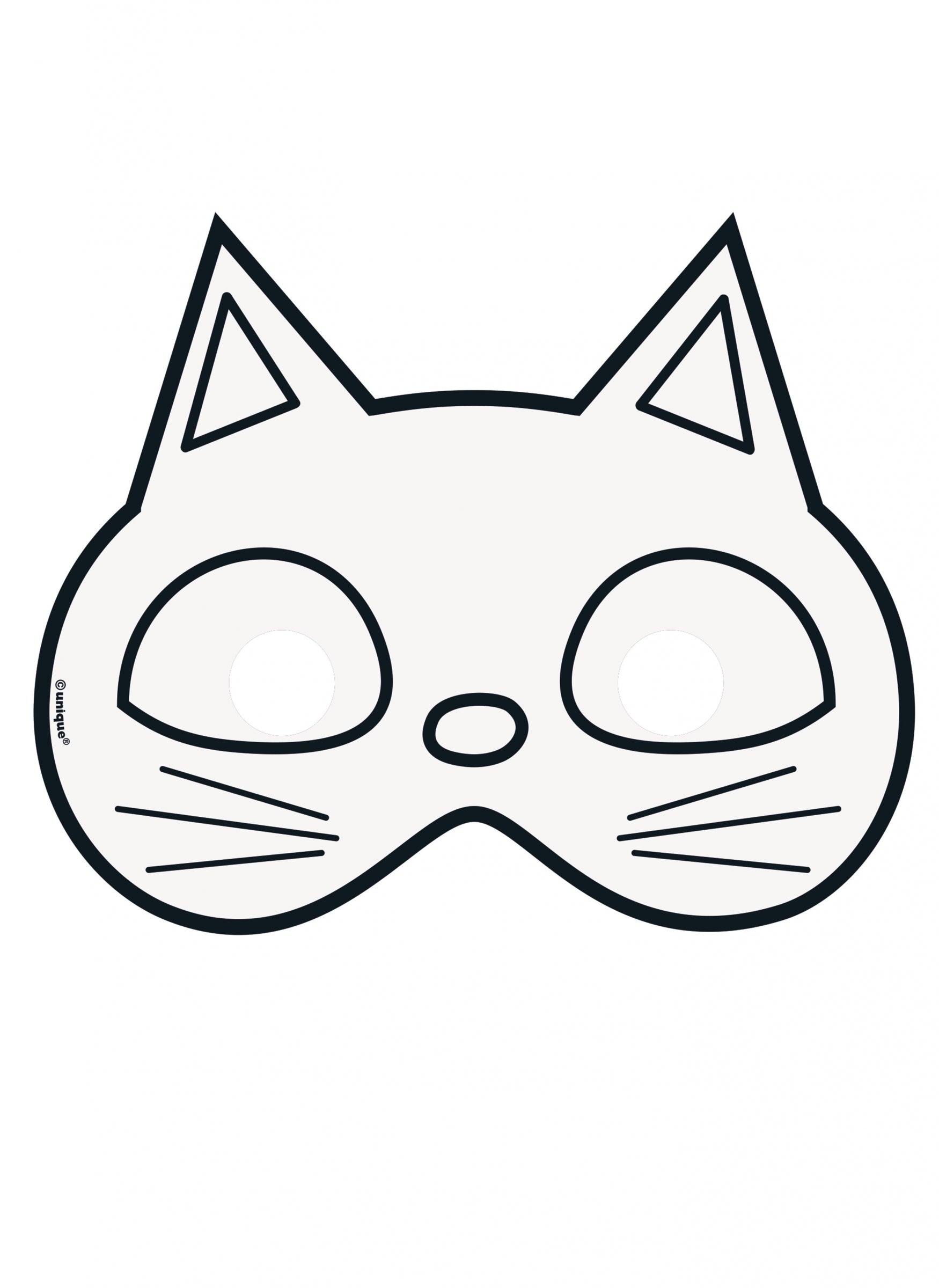 Modèle chat du masque en papier à colorier Halloween