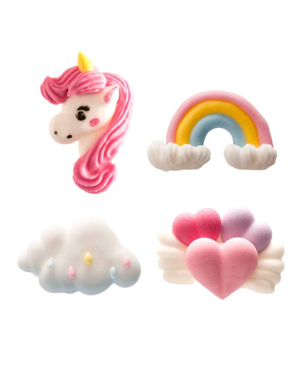 Mini figurines en sucre licorne pour décoration de gâteau multicolores pastel