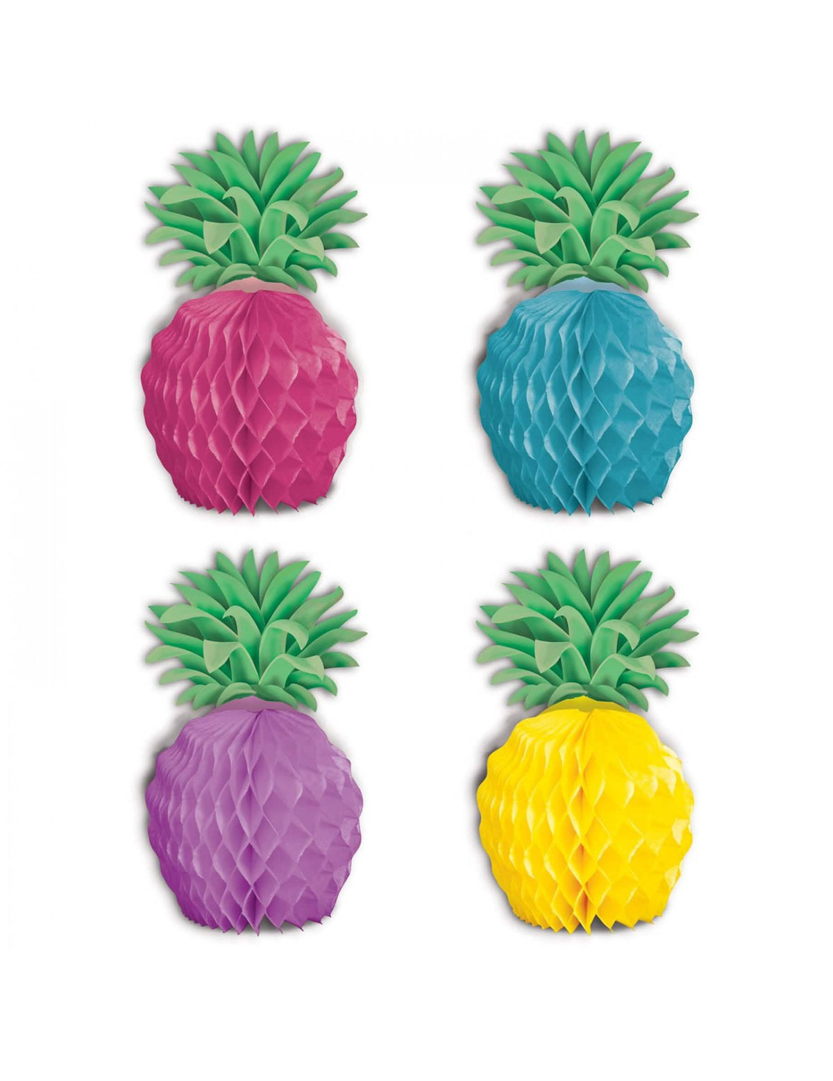8 mini centres de table en papier ananas pour décoration multicolores