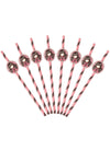 Pailles en carton Ladybird Santoro pour enfant rose et noir à rayures
