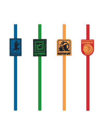 8 Palhinhas de papel Harry Potter™ com decoração das Casas