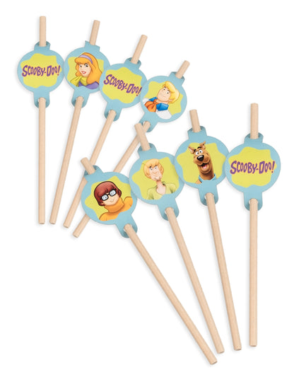 Pailles médaillon en carton Scooby-Doo multicolores avec personnages