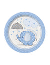 Assiette en carton éléphant pour baby shower bleu