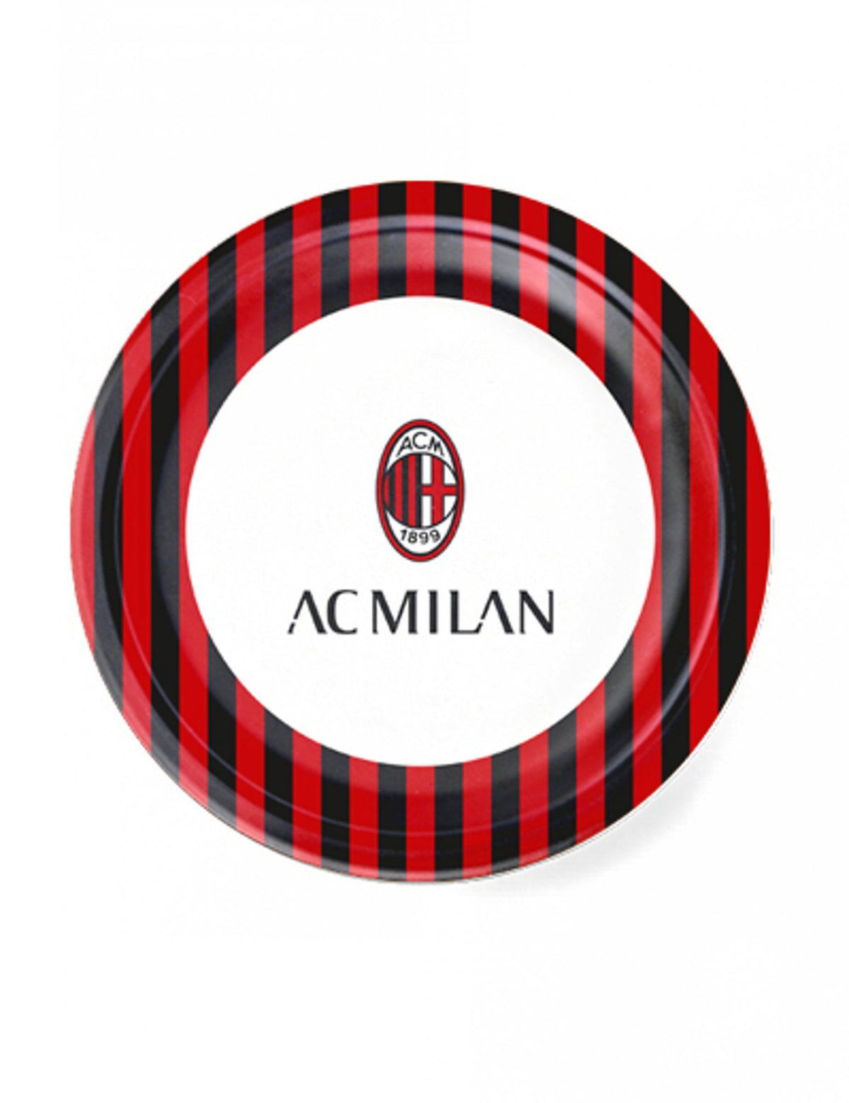 Assiettes en carton AC Milan pour anniversaire rouge et noir à rayures