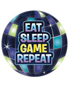 Petites assiettes en carton Battle royale bleues et vertes avec message Eat Sleep Game Repeat