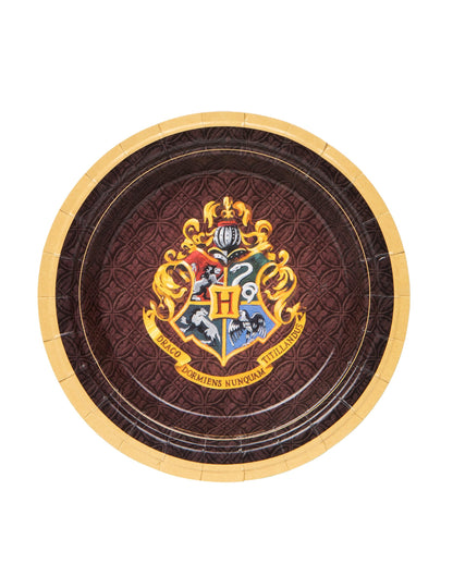 Assiette en carton Harry Potter pour enfant marron et doré avec blason Poudlard