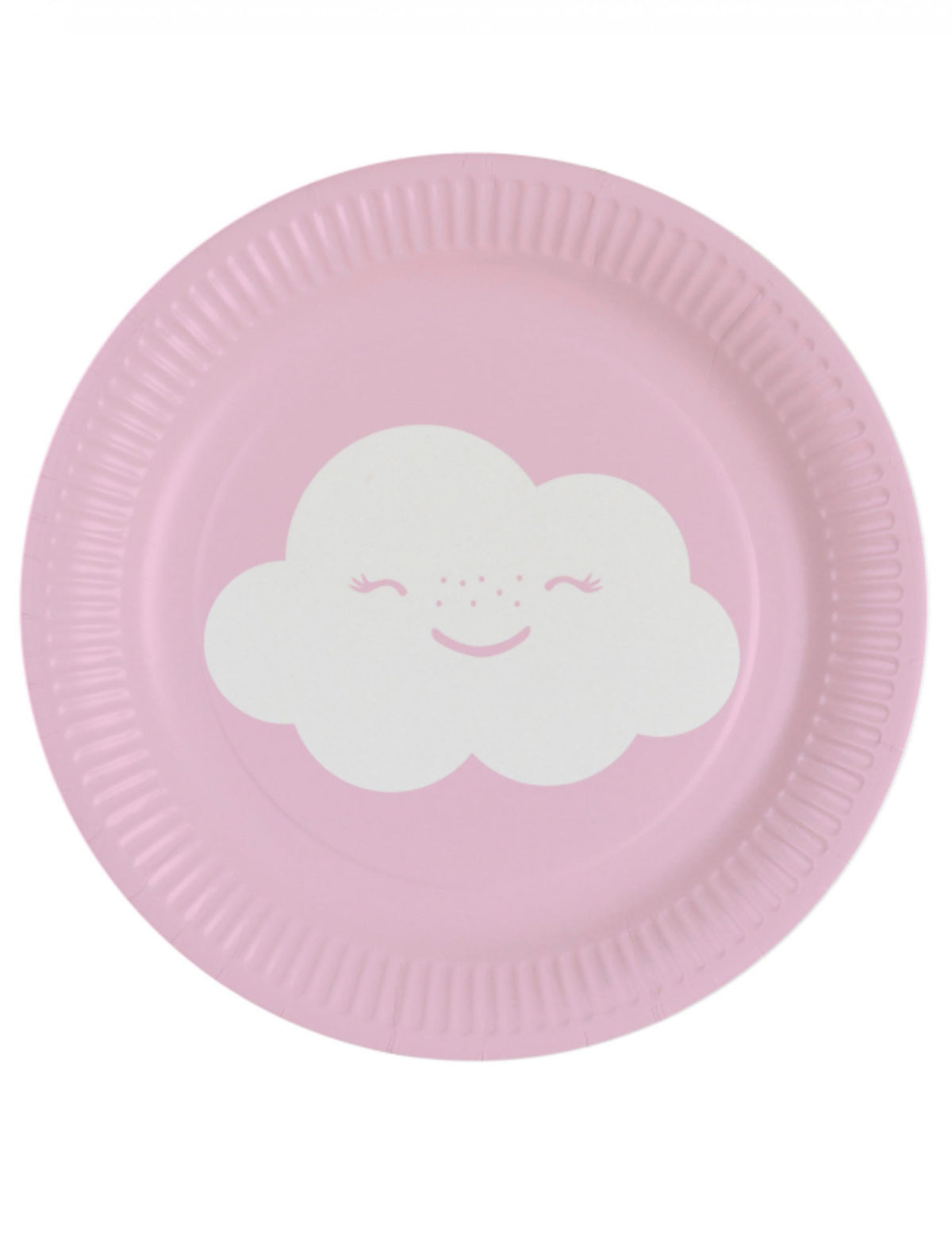 Assiettes en carton petit nuage pour dessert rose et blanc iridescentes
