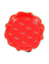 8 pequenos pratos Feliz Natal intemporal vermelho e dourado 18 cm