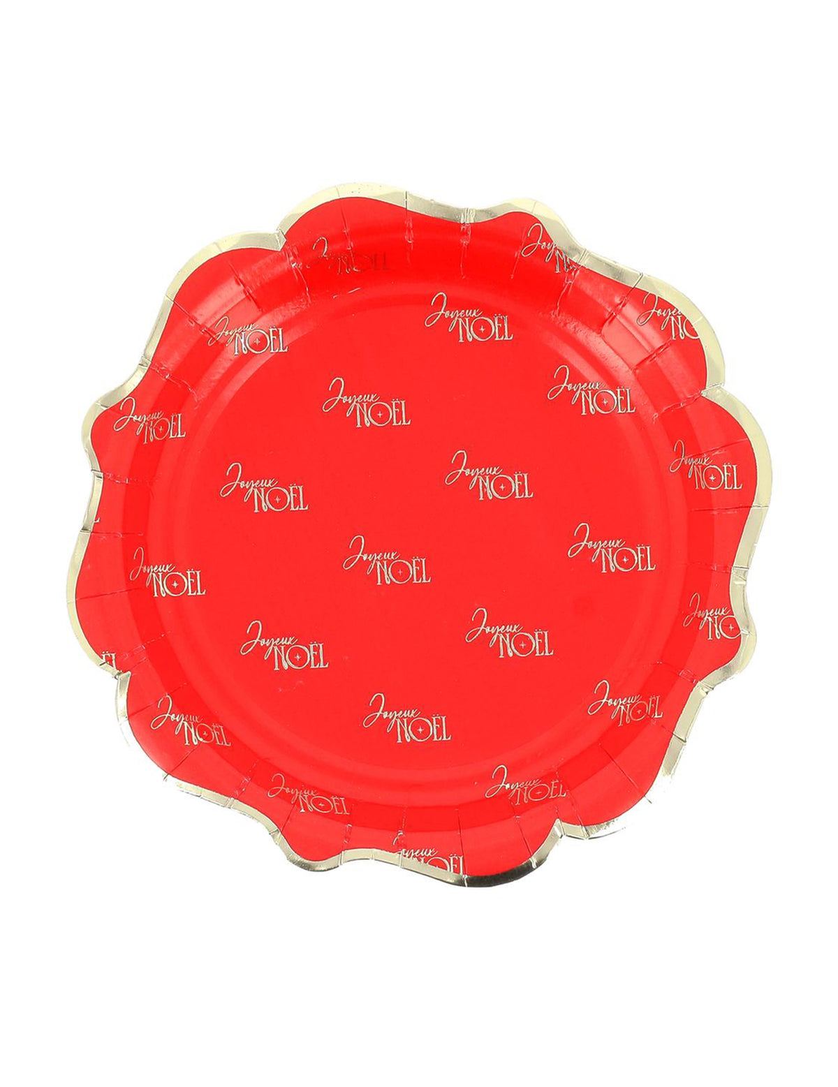8 pequenos pratos Feliz Natal intemporal vermelho e dourado 18 cm