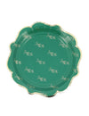 8 pequenos pratos Feliz Natal intemporal verde escuro e dourado 18 cm