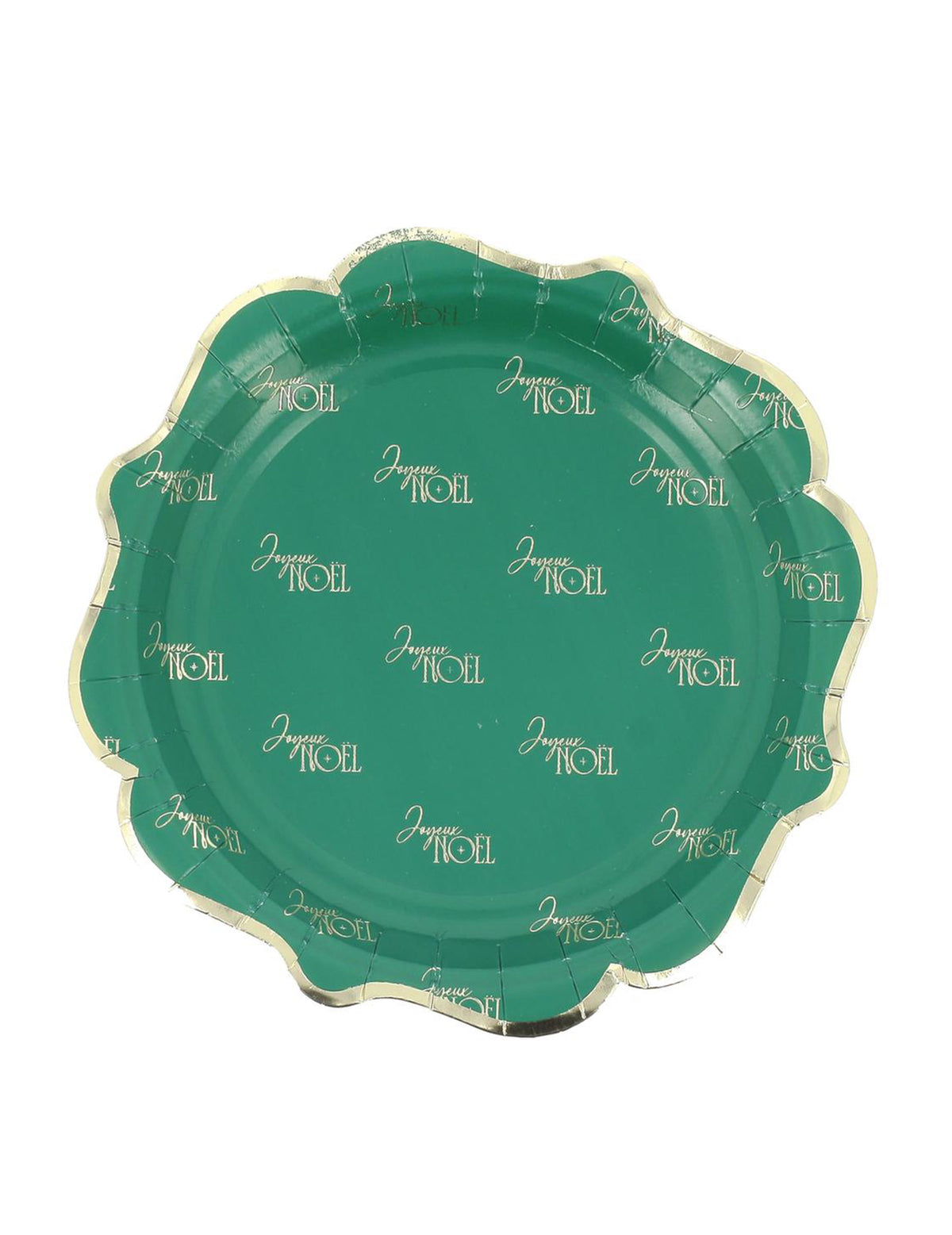8 pequenos pratos Feliz Natal intemporal verde escuro e dourado 18 cm