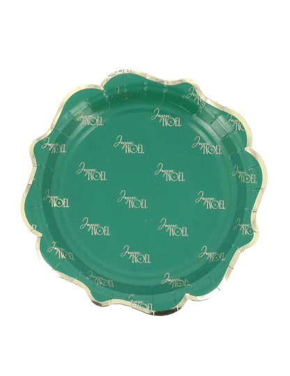 8 pequenos pratos Feliz Natal intemporal verde escuro e dourado 18 cm