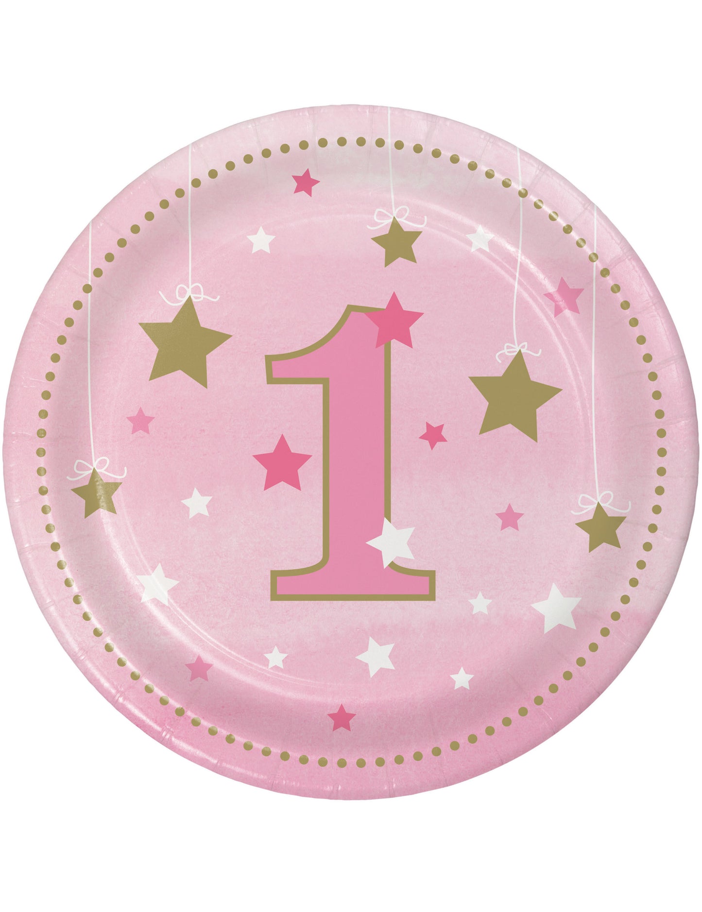 Petites assiettes en carton One Little Star pour 1 an roses