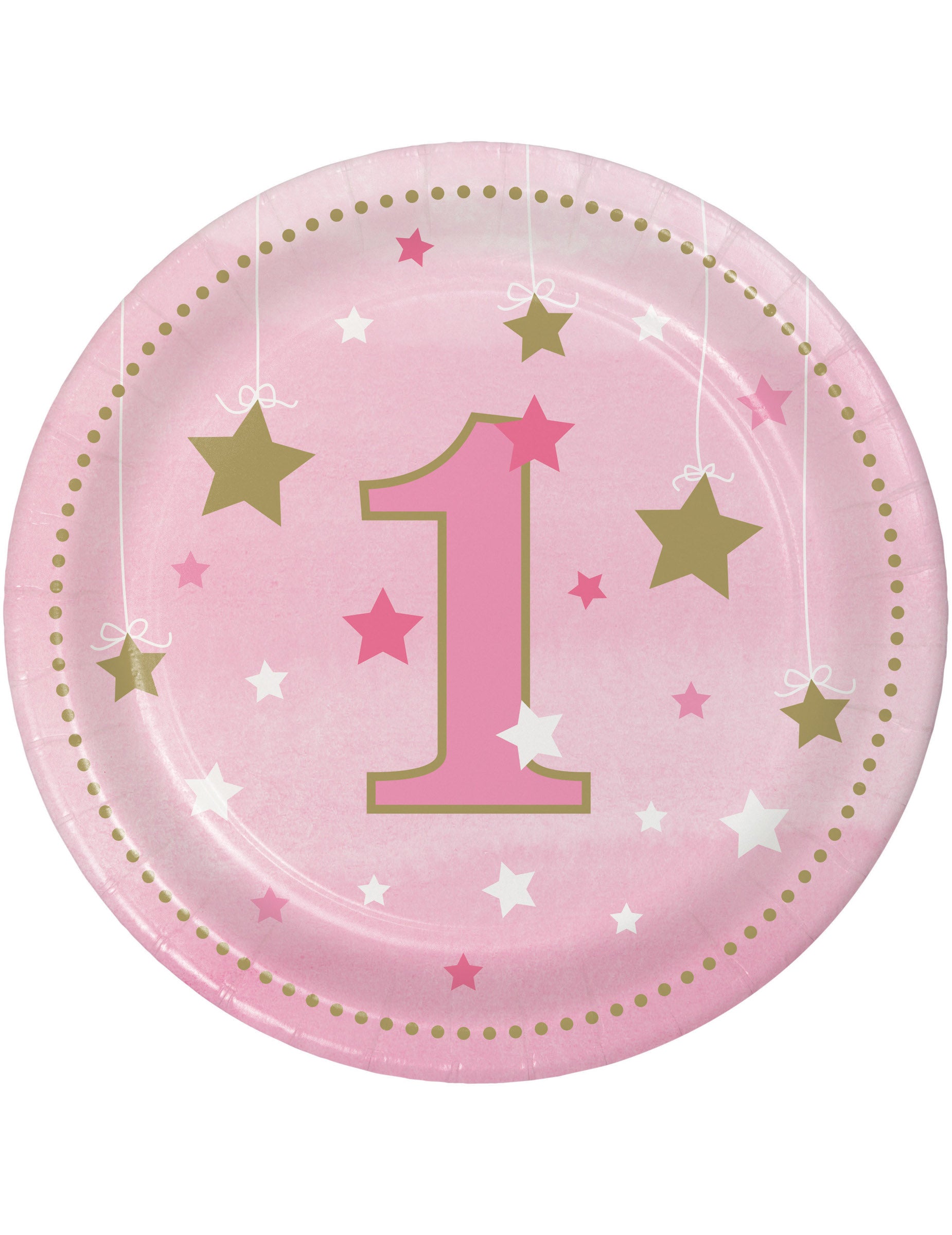Petites assiettes en carton One Little Star pour 1 an roses