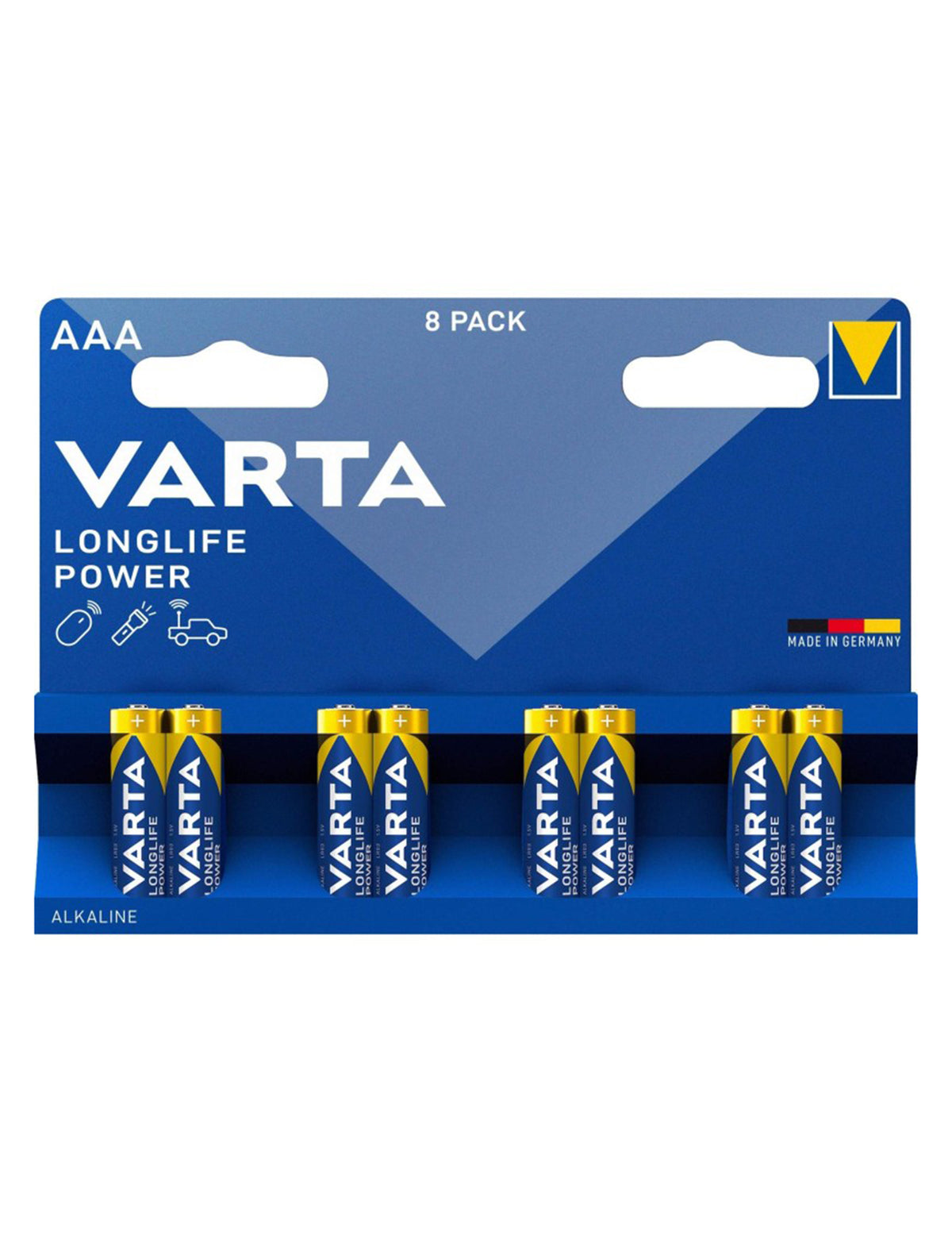 Lot de 8 piles alcalines LONGLIFE POWER LR03/AAA bleues et jaunes