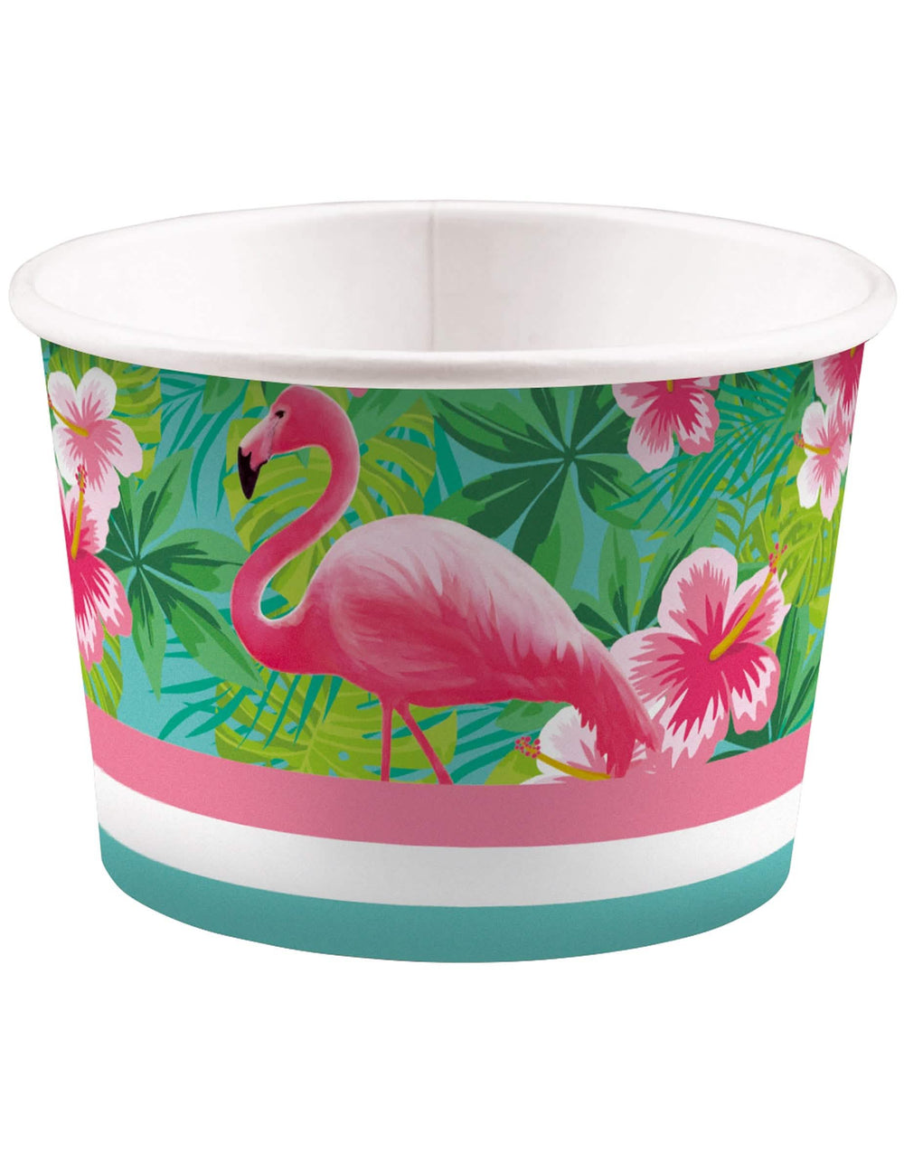 Taça de gelado Flamingo Paradise multicores em cartão com estampado de flamingo e flores tropicais