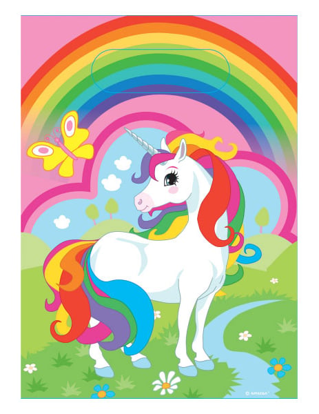 Sachets plastique Licorne Arc-en-ciel pour enfant multicolores