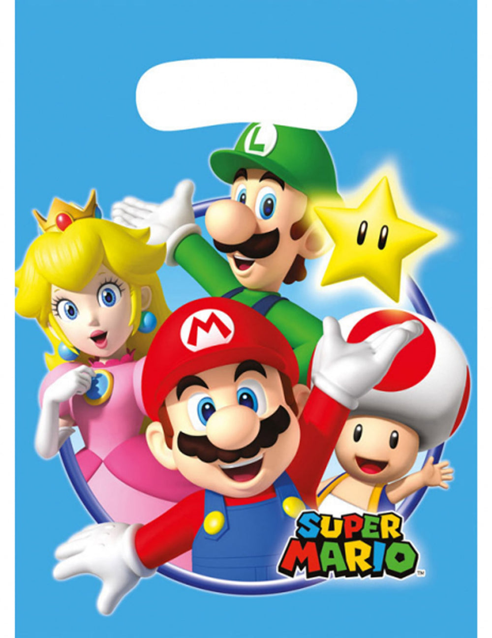 8 sacs de fête Super Mario pour enfant bleus avec Mario Luigi Peach et Toad