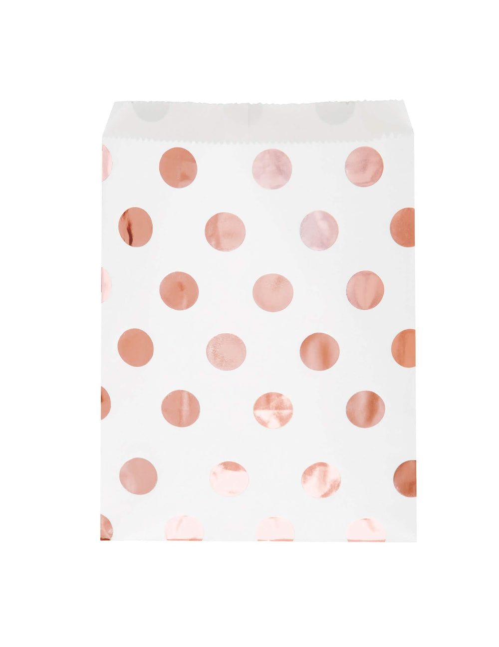 sacos de prenda de papel às bolinhas para rebuçados brancos e ouro rosa