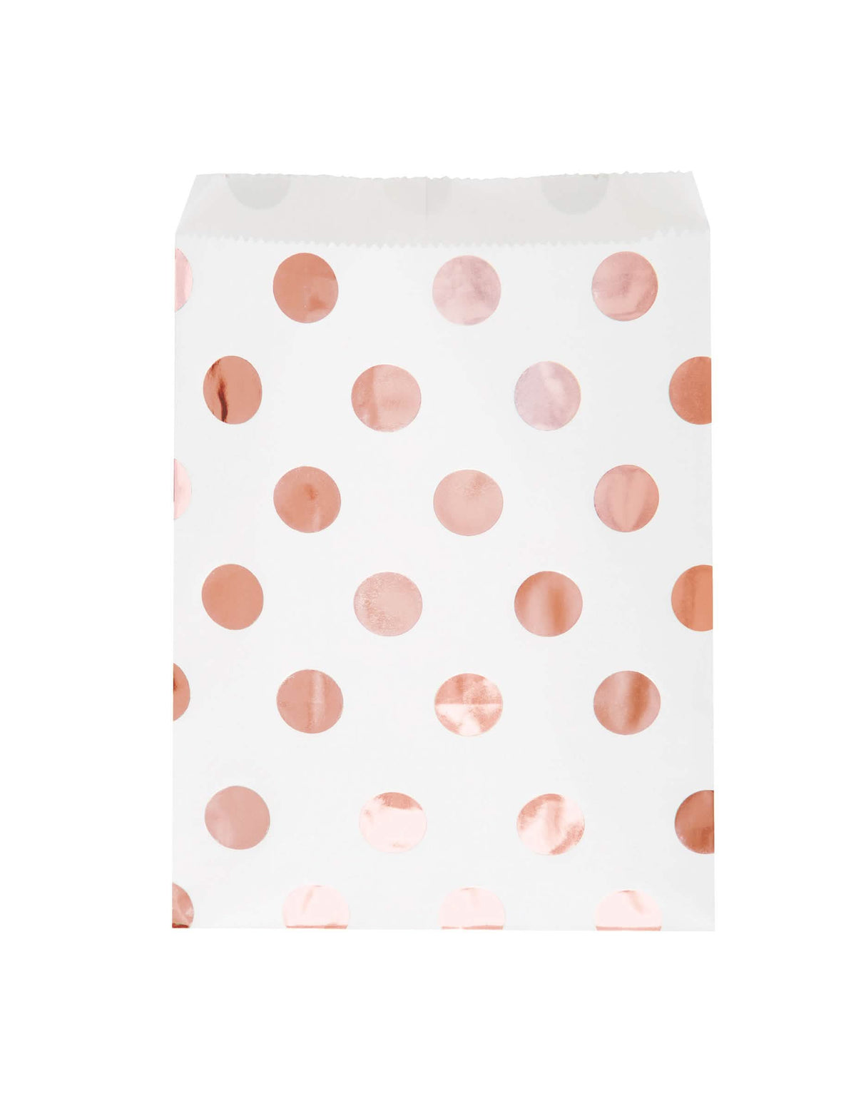 sacos de prenda de papel às bolinhas para rebuçados brancos e ouro rosa
