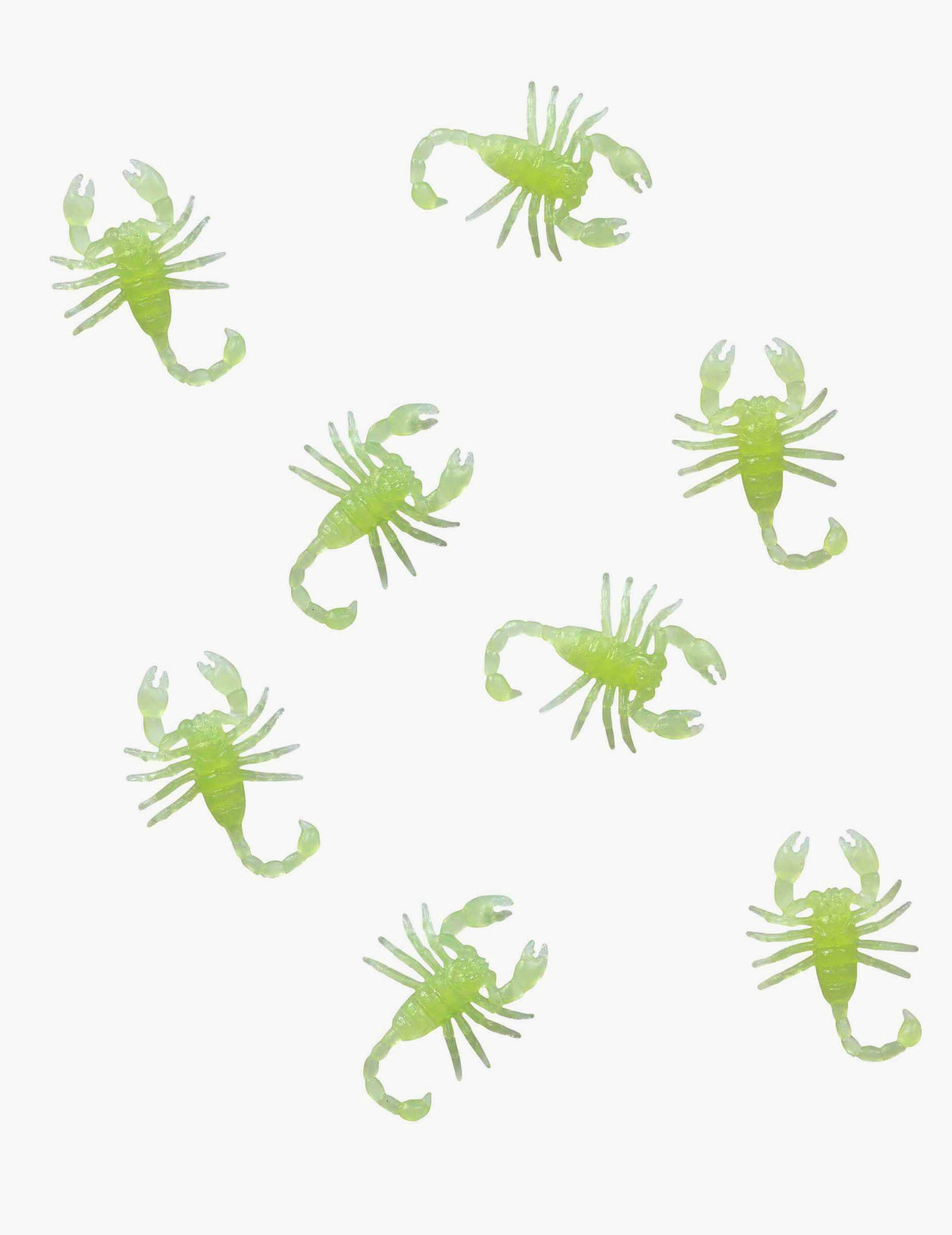 Lot de 8 scorpions phosphorescents pour décoration d'Halloween vert fluo