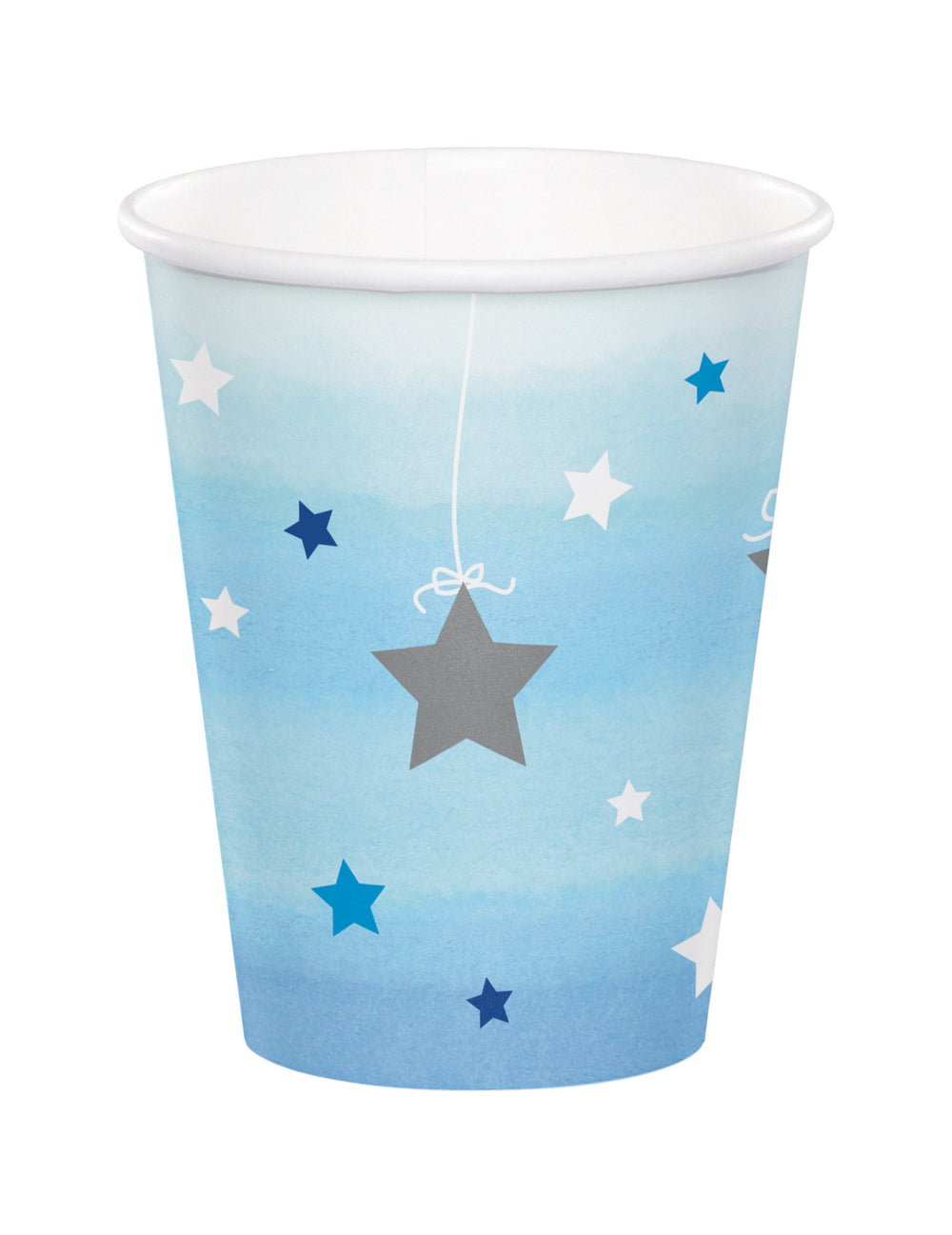 Gobelets en carton One Little Star pour anniversaire bleus avec étoiles