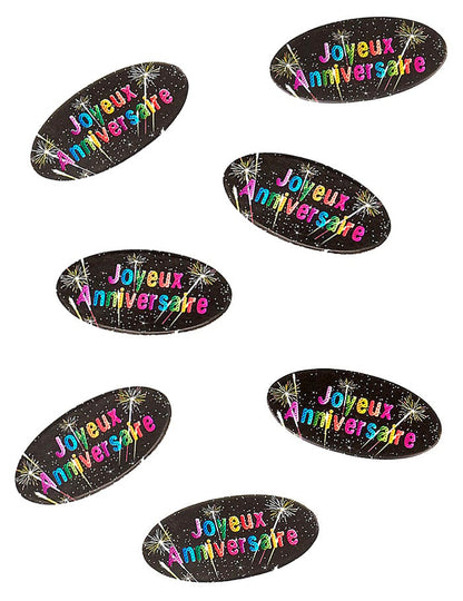Confettis de table en papier feux d'artifice pour anniversaire noir et multicolore