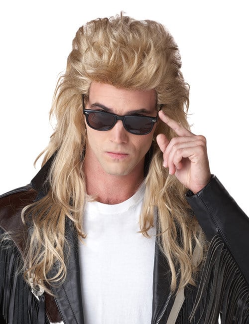 Perruque mulet 80's pour homme blonde