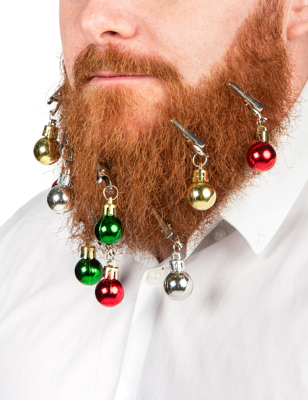 Gros plan du 9 clips pour barbe ou cheveux boules de Noël