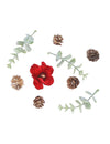 9 decorações Elegance veludo vermelho e verde de 2 a 8,5 cm