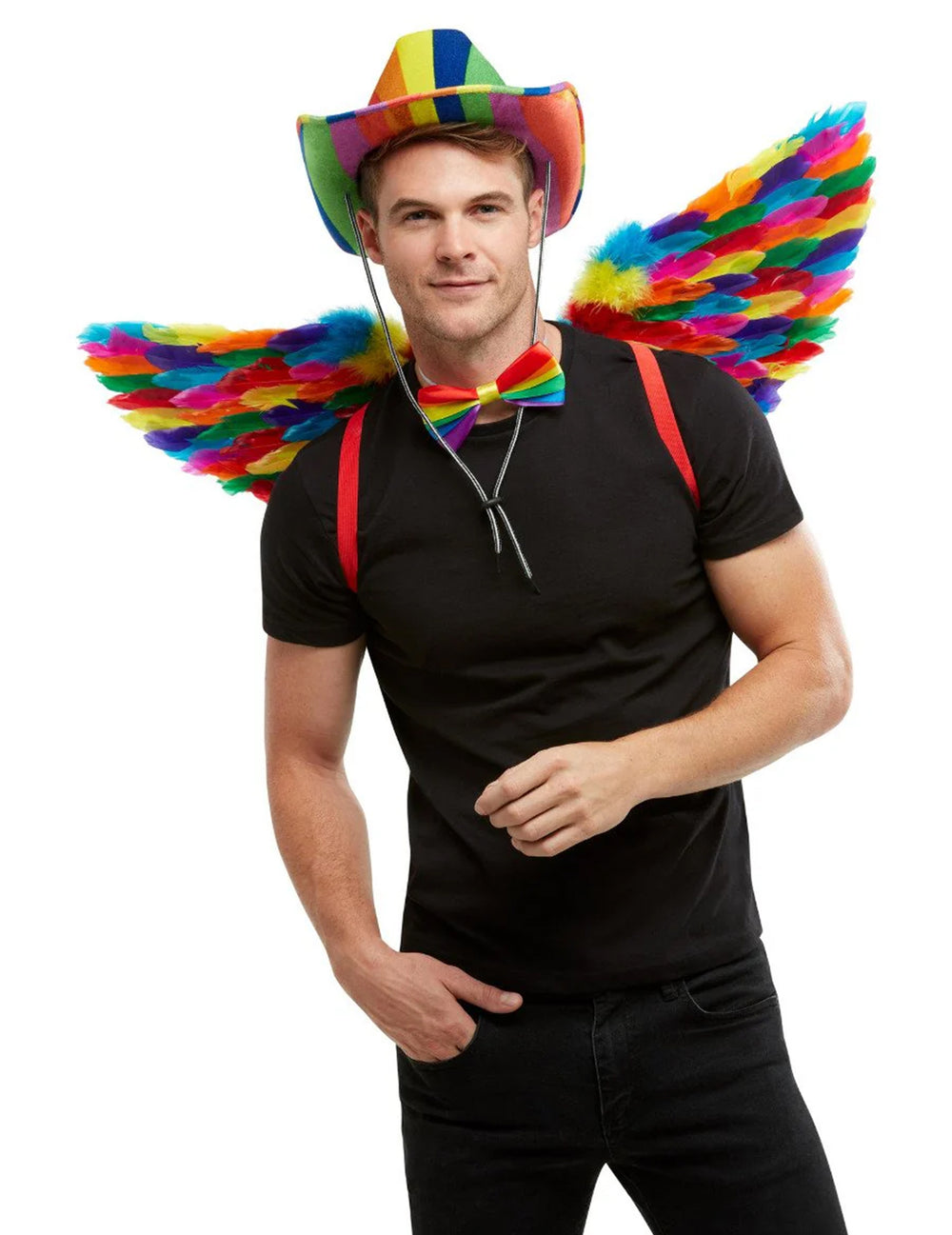 Ailes à plumes arc en ciel pour adulte multicolores