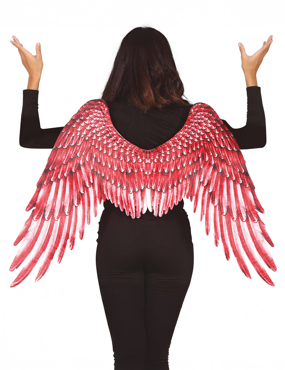 Ailes d'ange pour adultes rouges avec effet plumes réaliste