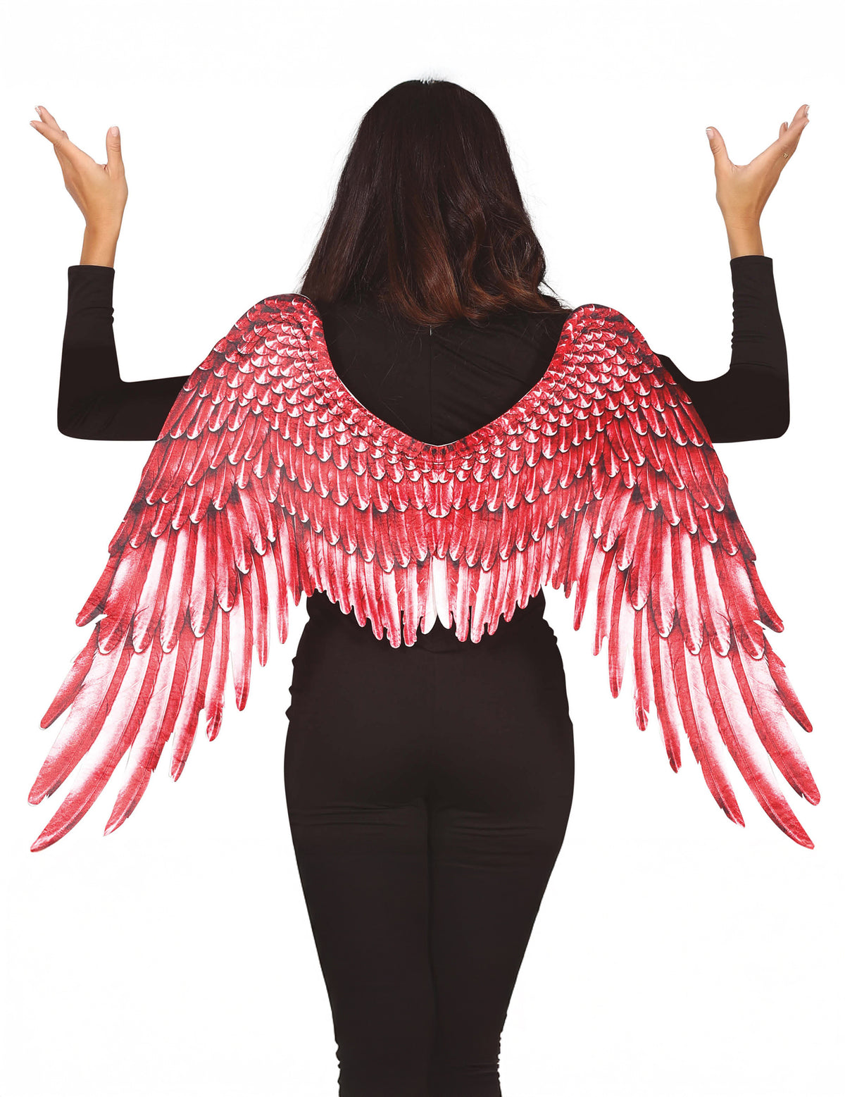 Ailes d'ange pour adultes rouges avec effet plumes réaliste