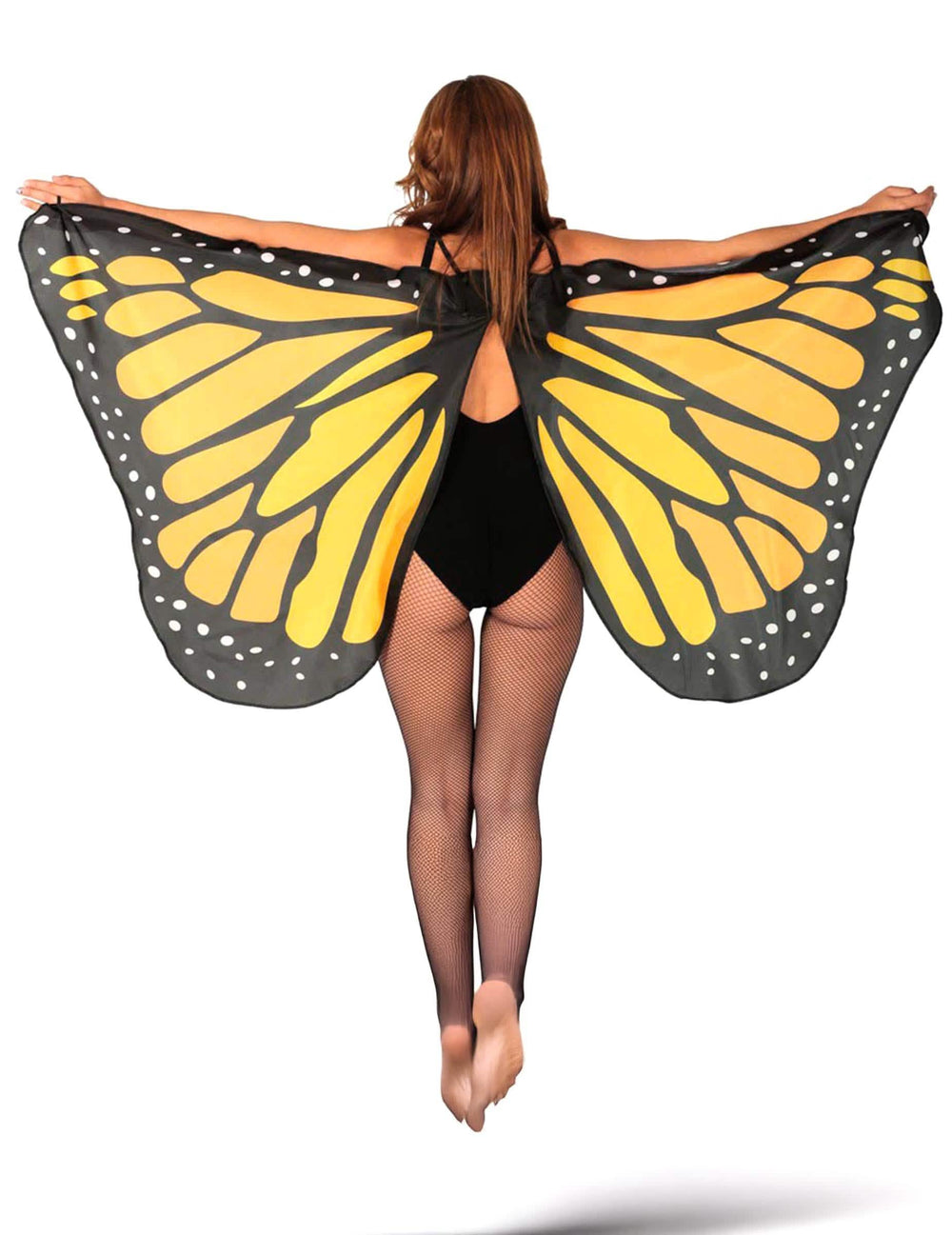 asas de borboleta para adulto cor de laranja com motivos pretos e brancos