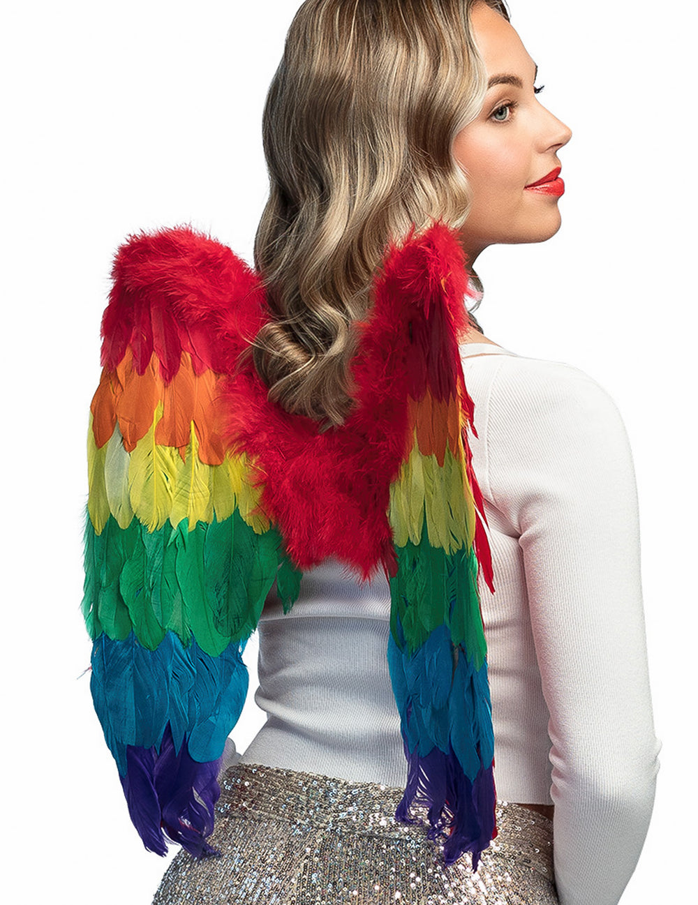 Ailes multicolores pour adulte en plumes arc-en-ciel