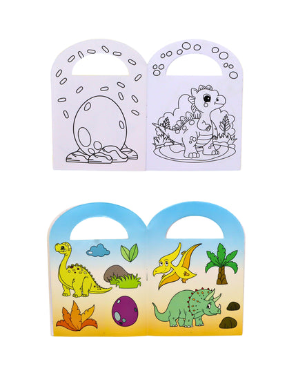 Livro de colorir com autocolantes dinossauro