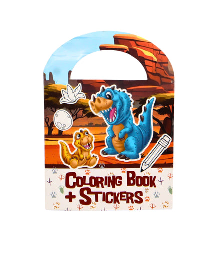Livro de colorir com autocolantes dinossauro