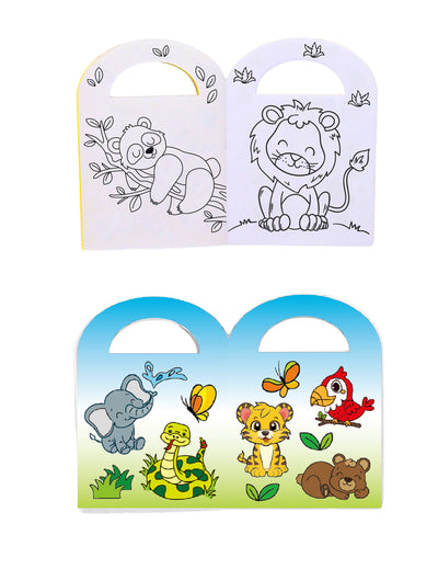 Livro de colorir com autocolantes do zoo