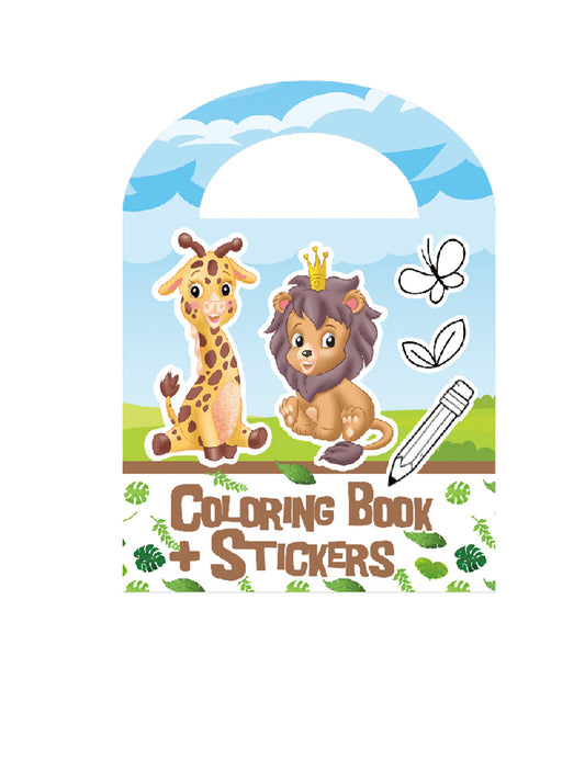 Livro de colorir com autocolantes do zoo