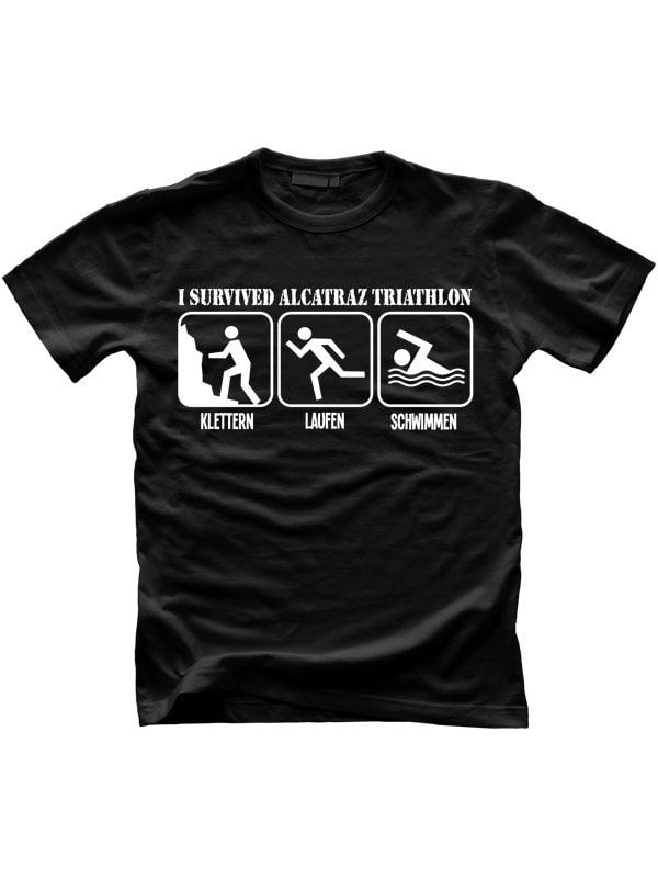 T-shirt Alcatraz Prison Wear Triathlon pour adulte noir et blanc
