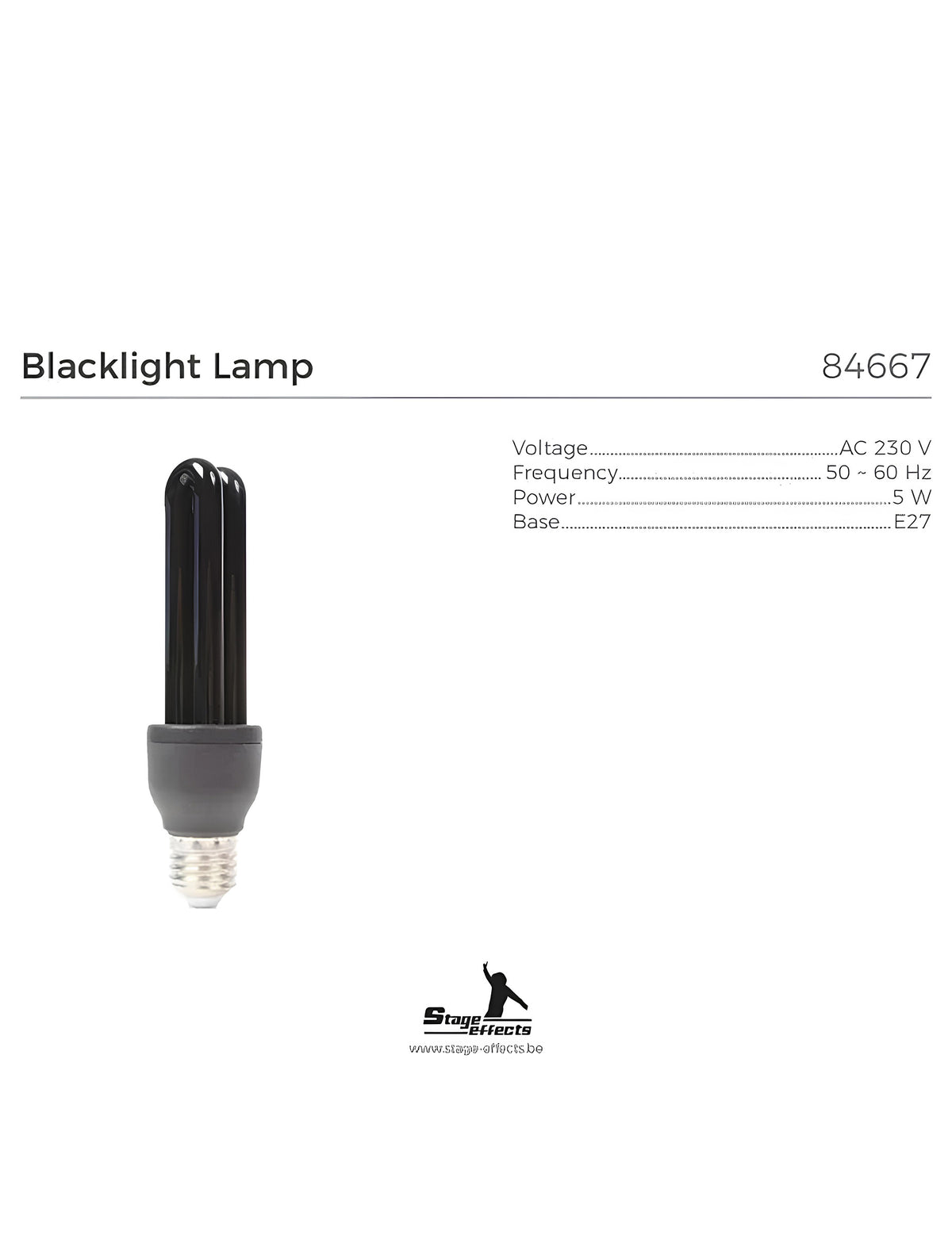 Caractéristiques techniques de l'ampoule lumière noire pour fête