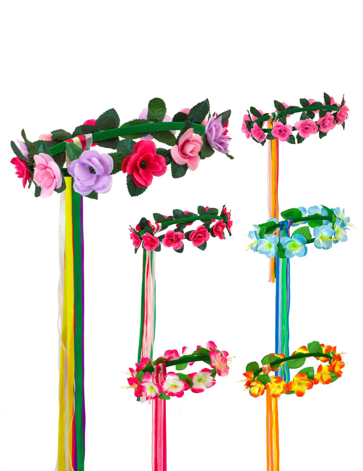 Diferentes cores disponíveis do anel flor para cabelo fada hippie Elfo