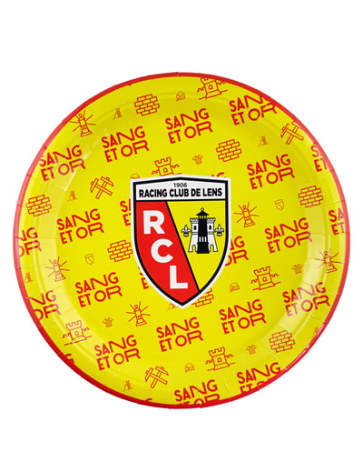 Assiettes rondes RC Lens pour supporter jaune et rouge