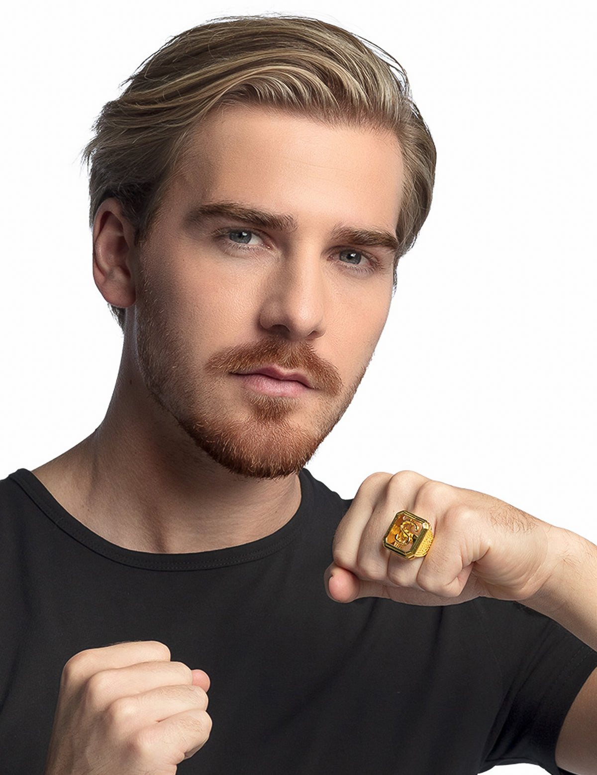 Bague dollars pour homme dorée