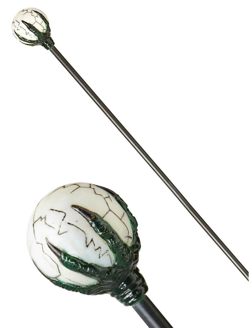 Sceptre de magicien pour adulte noir avec globe blanc et griffe verte
